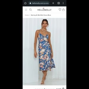Hello Molly Staring At Me Midi Dress Blue